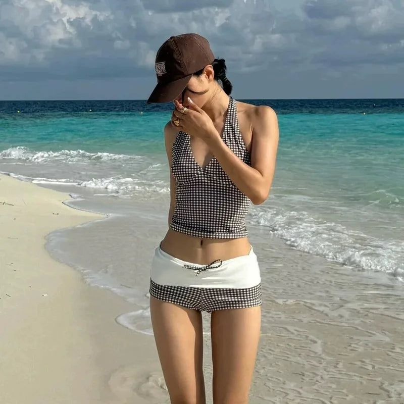 V-Plunge Checkered Bikini