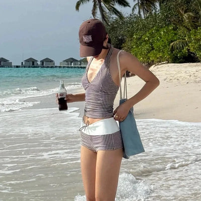V-Plunge Checkered Bikini