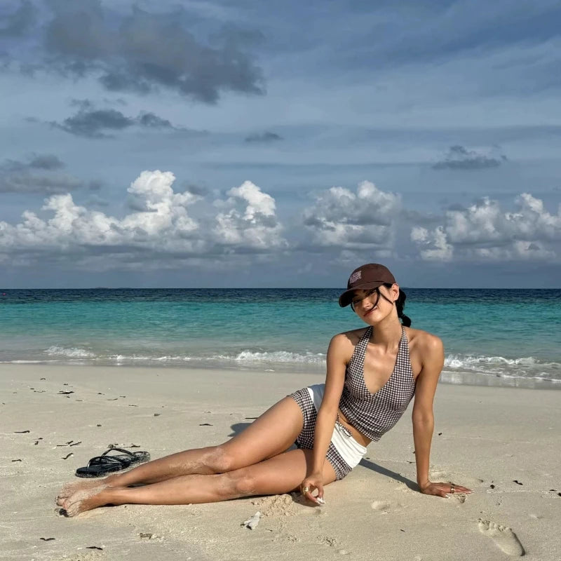 V-Plunge Checkered Bikini