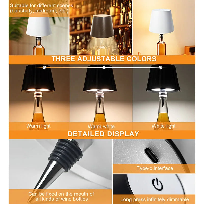 3 Colors Dimmable Bottle Lamp